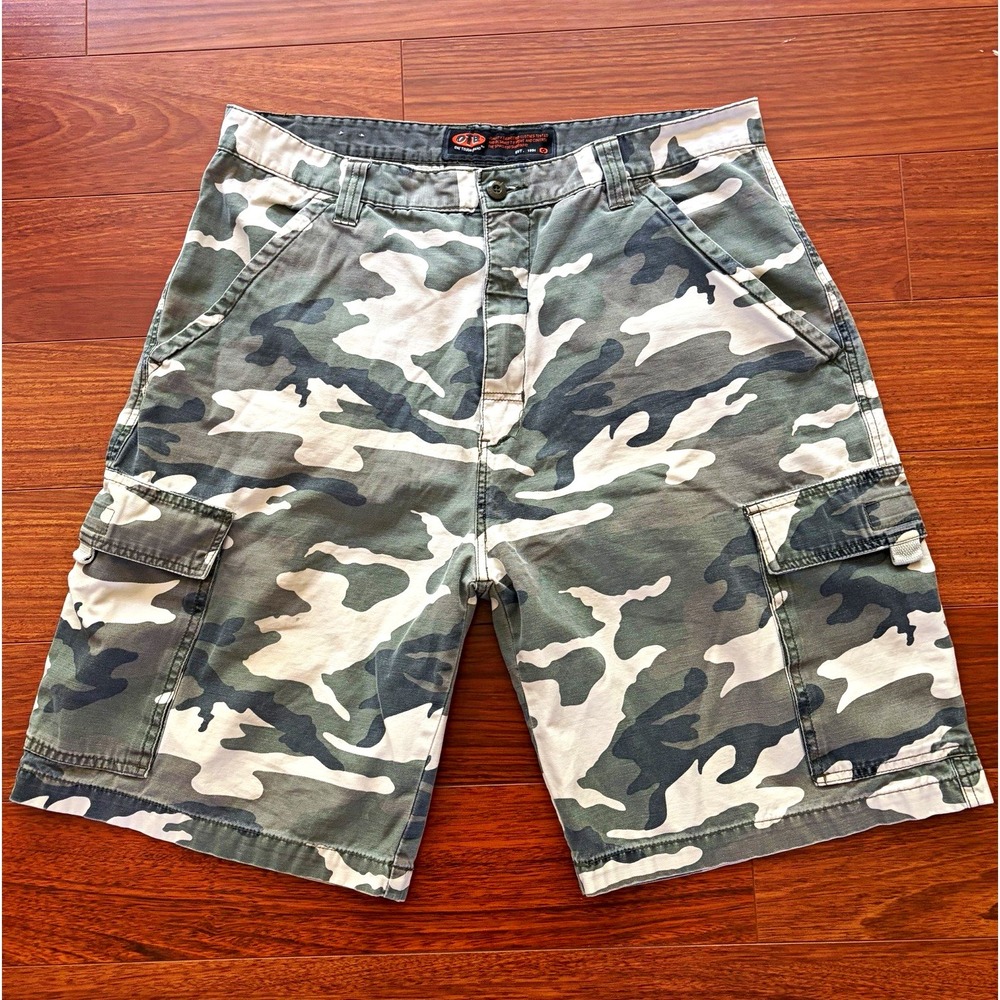 Vintage OTB One Tough Brand Camo Cargo Shorts Mens 38 Baggy Military Y2K